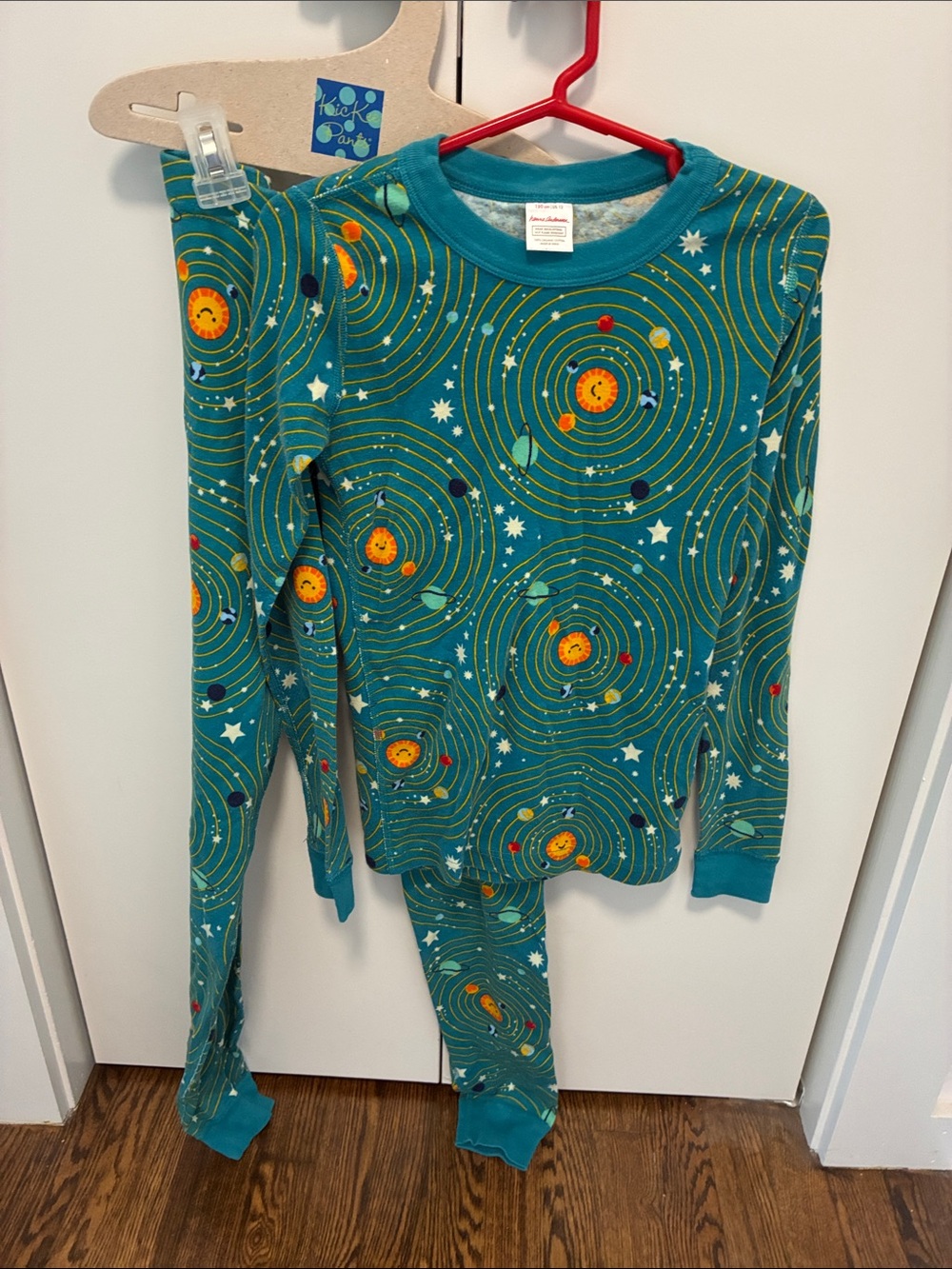 Hanna Andersson Teal Space-Print Pajama Set - Cozy Long Sleeve Sleepwear
